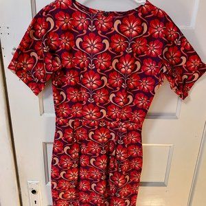 Asos Red Patterned Pencil Dress
